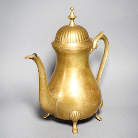 Vintage Handcrafted Brass Lidded Pouring Pot