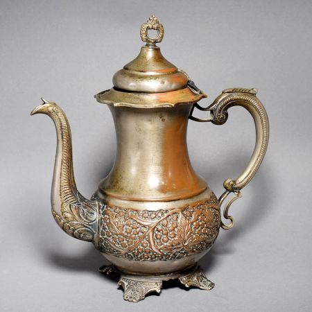Vintage Handcrafted Copper Ornate Lidded Serving Ewer