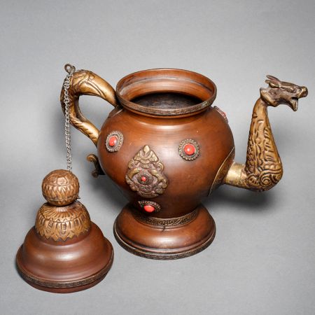 Vintage Handcrafted Copper Brass Decorative Ewer Vessel