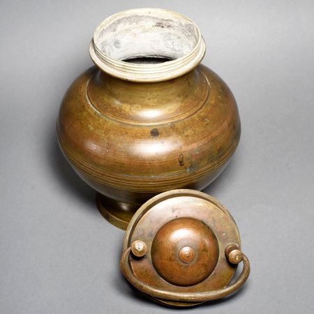 Vintage Handcrafted Brass Storage Pot with Hinged Lid