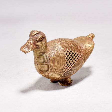 Handmade Vintage Brass Duck with Jali Work for Decoration