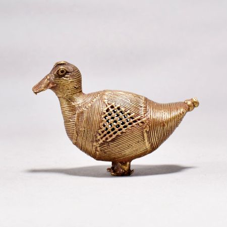 Handmade Vintage Brass Duck with Jali Work for Decoration