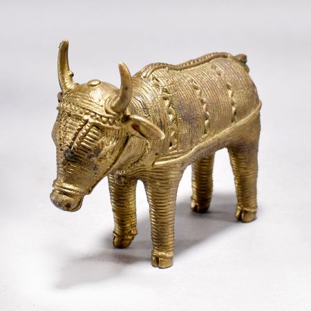 Tribal Art Handmade Brass Nandi Bull for Home Decoration