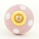 Pink Polka Dotted Small Ceramic Cabinet Knobs