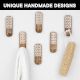 6 Pieces Handcrafted Wooden Adhesive Wall Hooks