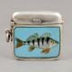 Birmingham Sterling Silver Enamel Perch Fish Vesta Case