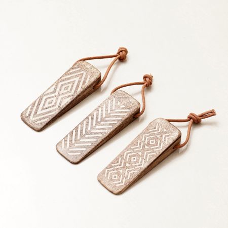3 Pieces Decorative Wooden Door Stopper