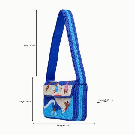 Luxury Handmade Beaded Shoulder Bag Beach Scene Summer Pattern Purse
