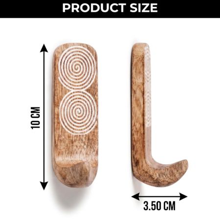 3 Pieces Designer Wooden Adhesive Wall Hooks With Geometric Patterns