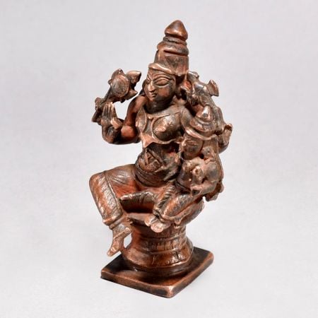 Handmade Copper Statue of Lord Vishnu and Goddess Lakshmi