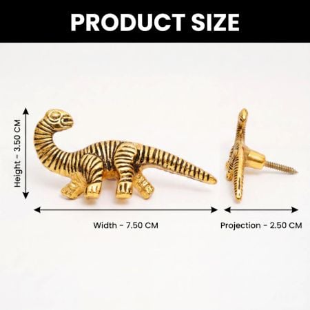 3 Pieces Dinosaur Aluminium Golden Heavy Duty Wall Hook