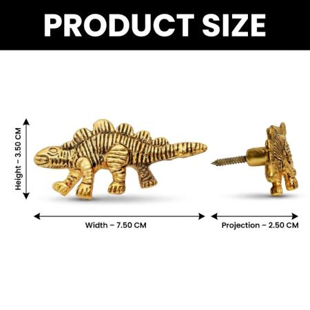 3 Pieces Dinosaur Aluminium Golden Heavy Duty Wall Hook