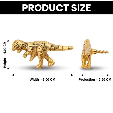 3 Pieces Modern Golden Dinosaur Aluminium Heavy Duty Wall Hook