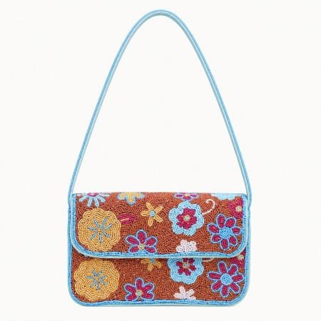 Handcrafted Floral Beaded Shoulder Bag for Women