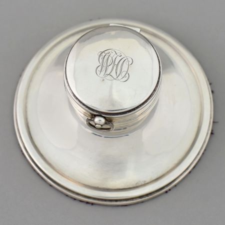 Vintage Handcrafted Silver Inkwell with Detachable Watch