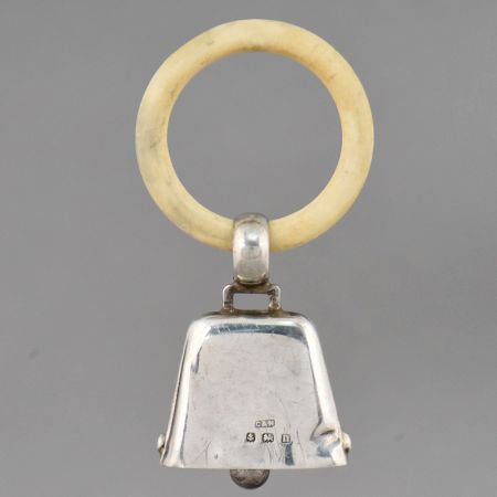Vintage Handcrafted Sterling Silver Baby Rattle Teething Ring