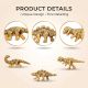 Modern Dinosaur Aluminium Golden Heavy Duty Wall Hooks-Pack of 3