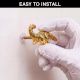 3 Pieces Dinosaur Aluminium Golden Heavy Duty Wall Hook