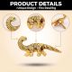 3 Pieces Dinosaur Aluminium Golden Heavy Duty Wall Hook