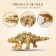 3 Pieces Dinosaur Aluminium Golden Heavy Duty Wall Hook