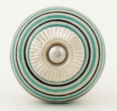 Sage Green Black Striped Knobs