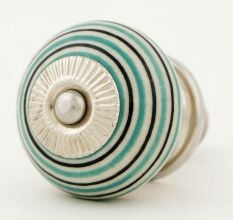 Sage Green Black Striped Knobs