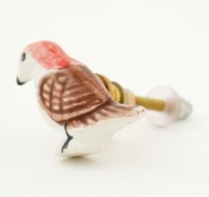 Brown Feather Ceramic Bird Knob