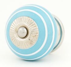 Turquoise Striped Small Ceramic Drawer Knobs Online
