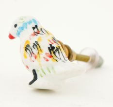 White Multicolored Feathered Bird Knob