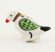 White Crackle Bird Knob