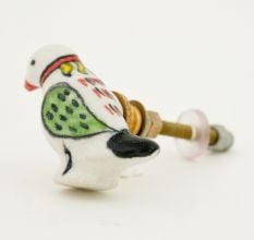 White Crackle Bird Knob
