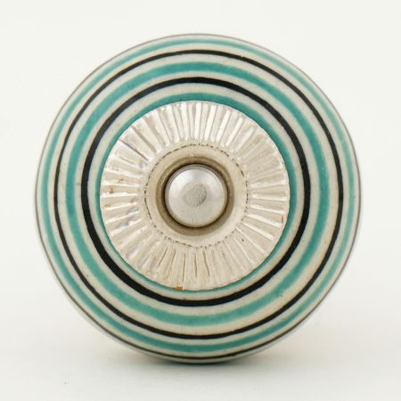 Sage Green Black Striped Knobs