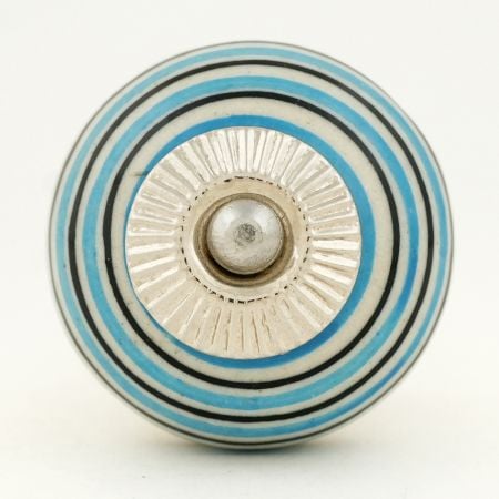 Turquoise Black Striped Knobs
