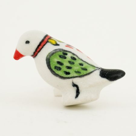 White Crackle Bird Knob