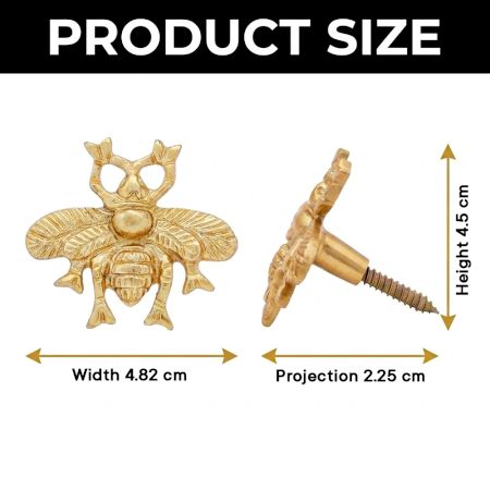 3 Pieces Handmade Aluminium Bee Wall Hooks