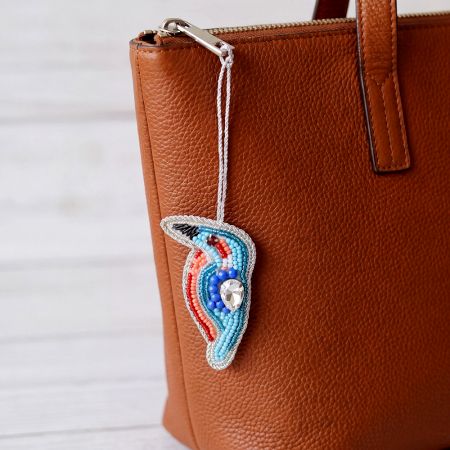 Handmade Multicolour Kingfisher Bird Beaded Bag Charm