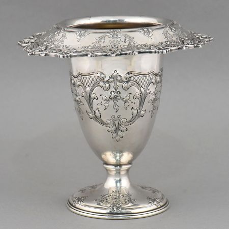Handcrafted Sterling Silver Repousse Flower Vase Centerpiece