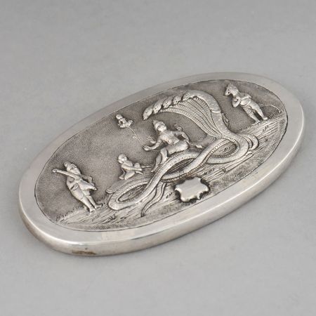 Handcrafted Silver Vishnu Sheshnag Devotional Plaque