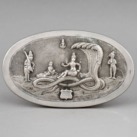 Handcrafted Silver Vishnu Sheshnag Devotional Plaque