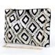 Black And White Ziptop Jacquard Cotton Clutch bag With Tassle