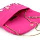 Pink Chevron Hand Beaded Clutch Bag with Gold Chain Strap