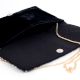Midnight Monochrome Hand Beaded Geometric Clutch with Chain Strap