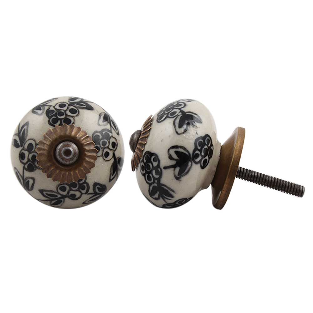 Black Floral Knob